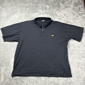 Masters Clubhouse Collection Polo Shirt XL Navy Stripe 100% Cotton Made In Italy